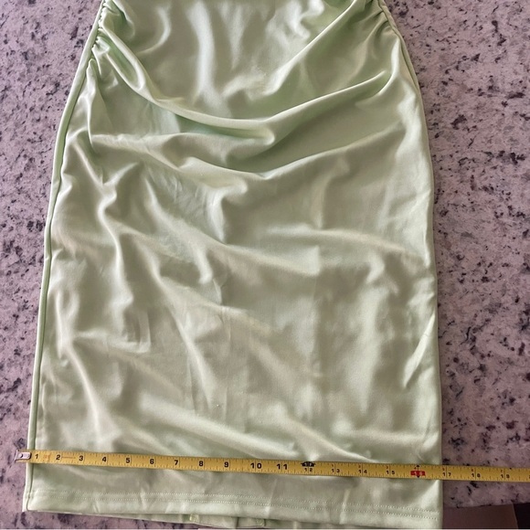 Grace Karin Green Ruched Bodycon Sleeveless Green Dress Size Small Midi Drape - Picture 9 of 12